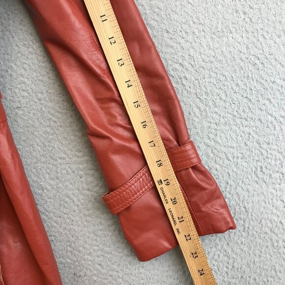 Vintage 70s Genuine Leather Trench Coat With Hood size 7 - Picture 8 of 13